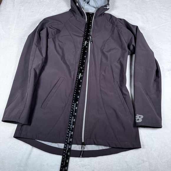 New Balance Jacket Womens Small Brown Hooded Softshell Full Zip Running Athletic - Picture 10 of 10